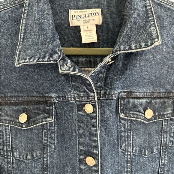 Pendleton Trucker Denim Jean Jacket Size Womens Petite Large - Picture 2 of 5